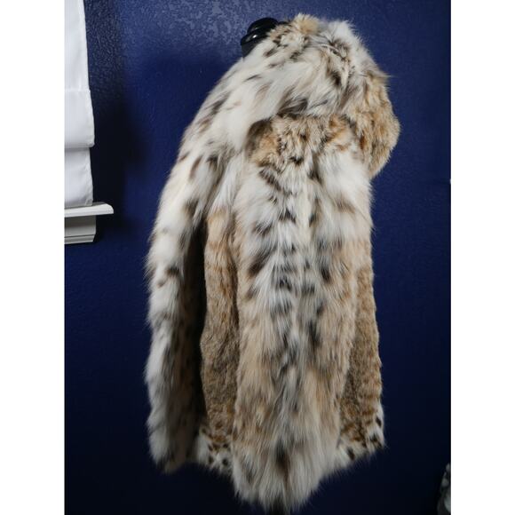 2 die 4 Gorgeous Heavily Spotted Bobcat Lynx Hooded Fur Coat Jacket - Picture 2 of 7
